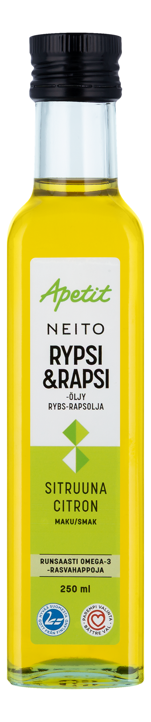 Apetit Neito Puristettu sitruunanmakuinen rypsi&rapsiöljy 250 ml